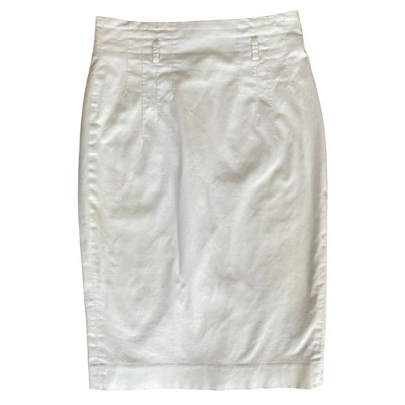 Club Monaco White Cotton Pencil Skirt Size 2 - Picture 3 of 6
